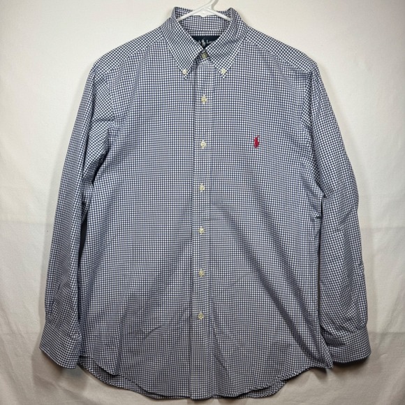Ralph Lauren Mens Blue Gingham Check Button Down Shirt Classic Fit - Picture 2 of 8